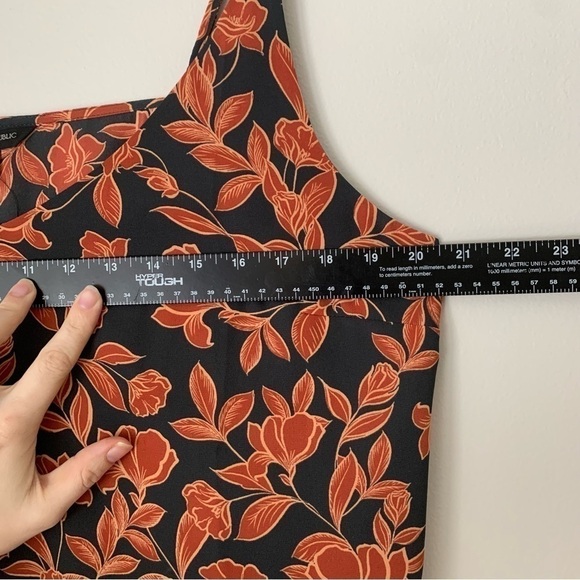 banana republic | Orange and Black Floral Cami Tank Top Adjustable Straps XL - Picture 5 of 6